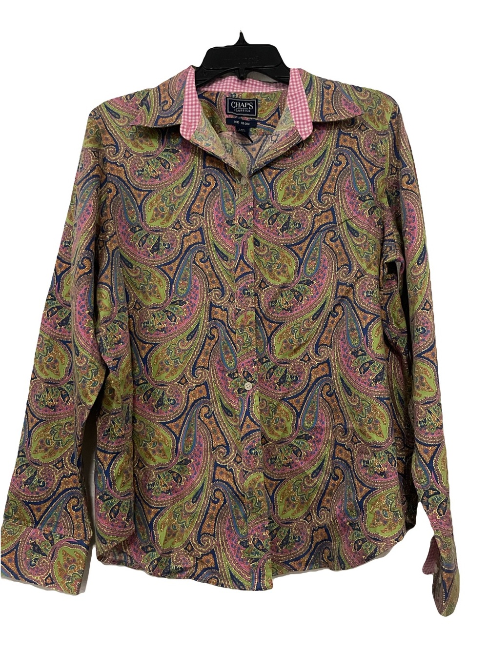 Chaps Classic Paisley Button-Up in Pink, Green & Navy